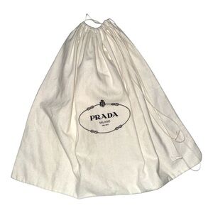 Prada Cream Drawstring Dust Bag Logo Storage Pouch One Size Luxury